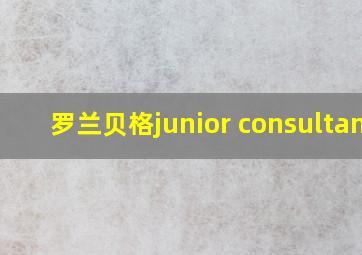 罗兰贝格junior consultant